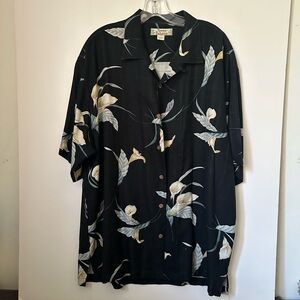 Tommy Bahama Silk  Floral Button Front Shirt Short Sleeves| Black multi~L